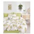 Set Lenjerie de Pat din Finet cu 2 Fete, 6 Piese, Pat 2 Persoane, Alb-Verde, flori, OLD-111