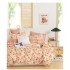 Set Lenjerie de Pat din Finet cu 2 Fete, 6 Piese, Pat 2 Persoane, Crem-Bej, flori, OLD-112
