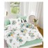 Set Lenjerie de Pat din Finet cu 2 Fete, 6 Piese, Pat 2 Persoane, Alb-Verde, flori, OLD-113