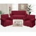 Set huse pentru canapea 3 Locuri si 2 fotolii, cu volanas, model Jacquard, Bordo, HCJ-005