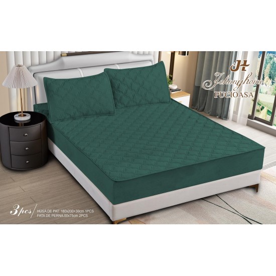Huse/Topper pentru saltea cu elastic 180x200, Verde smarald, HTC-039 Husa/Topper cu ELASTIC 180-200 cm