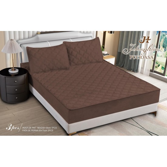 Huse/Topper pentru saltea cu elastic 180x200, Maro inchis, HTC-037 Husa/Topper cu ELASTIC 180-200 cm
