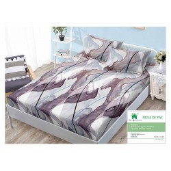 Cearsaf cu elastic, Bumbac FINET, 90x200cm, plus 2 fete de perne, Mov, degrade, HDF-110