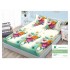 Cearsaf cu elastic, Bumbac FINET, 90x200cm, plus 2 fete de perne, Crem-Multicolor, flori, HDF-183