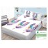 Cearsaf cu elastic, Bumbac FINET, 90x200cm, plus 2 fete de perne, Alb-Multicolor, pene, HDF-185