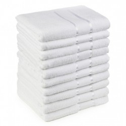 Set 10 Prosoape, Bumbac 100%, 50×90 cm,400g, Alb, PCG-066