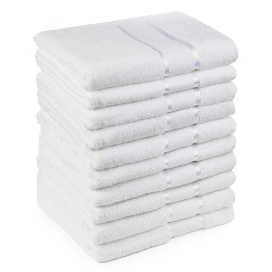 Set 10 Prosoape, Bumbac 100%, 50×90 cm,400g, Alb, PCG-066 Prosoape