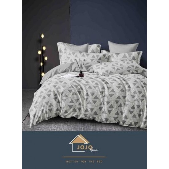 Set Lenjerie de pat din Finet Gros, Cearceaf cu ELASTIC, 6 Piese, Pat 2 Persoane, Gri, romburi, LDE-184 Lenjerii Finet 6 piese cu ELASTIC