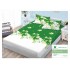 Husa pat cu elastic, Bumbac FINET, 140x200cm, 2 fete de perne 50x70cm, Verde-Alb, flori, HDF-165