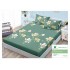 Husa pat cu elastic, Bumbac FINET, 140x200cm, 2 fete de perne 50x70cm, Verde-Alb, flori, HDF-166