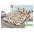 Husa pat cu elastic, Bumbac FINET, 140x200cm, 2 fete de perne 50x70cm, Crem-Maro, animal print, HDF-188