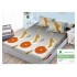 Husa pat cu elastic, Bumbac FINET, 140x200cm, 2 fete de perne 50x70cm, Gri-Multicolor, pene, HDF-190