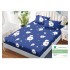 Husa pat cu elastic, Bumbac FINET, 140x200cm, 2 fete de perne 50x70cm, Albastru-Alb, flori, HDF-198