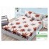 Husa pat cu elastic, Bumbac FINET, 140x200cm, 2 fete de perne 50x70cm, Crem-Maro, frunze, HDF-206