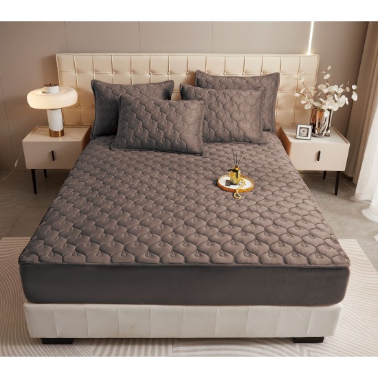 Huse/Topper pentru saltea cu elastic 180x200, Maro inchis, HTC-010 Husa/Topper cu ELASTIC 180-200 cm