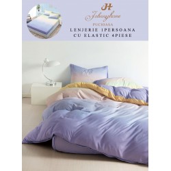 Lenjerie Finet, 4 Piese, Pat 1 persoana, cearsaf cu ELASTIC, Lila, degrade, LOP-024