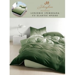 Lenjerie Finet, 4 Piese, Pat 1 persoana, cearsaf cu ELASTIC, Verde, degrade, LOP-053
