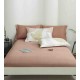 Lenjerie pat dublu, BUMBAC FINET, 6 piese, cu ELASTIC, Alb-Maro, frunze, LPL-008 Lenjerii Finet premium  lux cu elastic