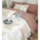 Lenjerie pat dublu, BUMBAC FINET, 6 piese, cu ELASTIC, Alb-Maro, frunze, LPL-008 Lenjerii Finet premium  lux cu elastic