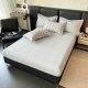 Lenjerie pat dublu, BUMBAC FINET, 6 piese, cu ELASTIC, Gri-Crem, patrate, LPL-019 Lenjerii Finet premium  lux cu elastic