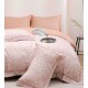 Lenjerie pat dublu, BUMBAC FINET, 6 piese, cu ELASTIC, Roz-Alb, flori, LPL-029 Lenjerii Finet premium  lux cu elastic