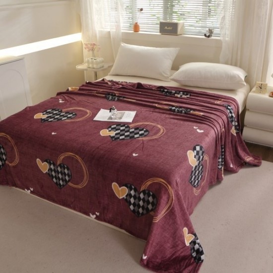 Patura Pufoasa COCOLINO 200 x 230 cm, Slim, Bordo-Multicolor, inimi, PCS-013 3 paturi la 109 lei