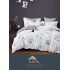 Set Lenjerie de Pat din Finet cu 2 Fete, 6 Piese, Pat 2 Persoane, Alb-Gri, flori, LDF-020