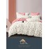Set Lenjerie de Pat din Finet cu 2 Fete, 6 Piese, Pat 2 Persoane, Alb-Roz, flori, LDF-111