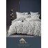 Set Lenjerie de Pat din Finet cu 2 Fete, 6 Piese, Pat 2 Persoane, Alb-Gri, romburi, LDF-027