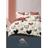 Set Lenjerie de Pat din Finet cu 2 Fete, 6 Piese, Pat 2 Persoane, Alb-Maro, inimi, LDF-096