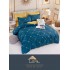 Set Lenjerie de Pat din Finet cu 2 Fete, 6 Piese, Pat 2 Persoane, Verde-Galben, romburi, LDF-101