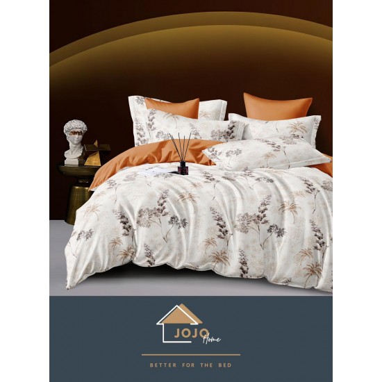 Set Lenjerie de Pat din Finet cu 2 Fete, 6 Piese, Pat 2 Persoane, Alb-Maro, frunze, LDF-102 Lenjerii Finet 6 piese
