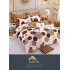 Set Lenjerie de Pat din Finet cu 2 Fete, 6 Piese, Pat 2 Persoane, Crem-Maro, cercuri, LDF-061