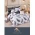 Set Lenjerie de Pat din Finet cu 2 Fete, 6 Piese, Pat 2 Persoane, Alb-Gri, pene, LDF-095
