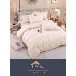 Set Lenjerie de Pat din Finet cu 2 Fete, 6 Piese, Pat 2 Persoane, Crem, LDF-118