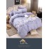 Set Lenjerie de Pat din Finet cu 2 Fete, 6 Piese, Pat 2 Persoane, Lila-Alb, flori, LDF-108