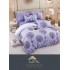 Set Lenjerie de Pat din Finet cu 2 Fete, 6 Piese, Pat 2 Persoane, Mov, flori, LDF-021