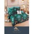 Set Lenjerie de pat din Finet Gros, Cearceaf cu ELASTIC, 6 Piese, Pat 2 Persoane, Verde-Multicolor, fluturi, LDE-119