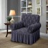 Husa elastica pentru fotoliu, model Jacquard cu volanas, Gri inchis, HCJ-021