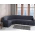 Husa elastica pentru coltar, model Jacquard, cu volanas, Gri inchis, HCJ-011