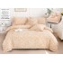 Lenjerie de Pat cu Elastic, Model Grofat, Bumbac cu In, Pat 2 Persoane, 6 Piese, Bej, LSB-002