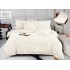 Lenjerie de Pat cu Elastic, Model Grofat, Bumbac cu In, Pat 2 Persoane, 6 Piese, Crem, LSB-017