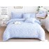 Lenjerie de Pat cu Elastic, Model Grofat, Bumbac cu In, Pat 2 Persoane, 6 Piese, Blue, LSB-019