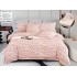 Lenjerie de Pat cu Elastic, Model Grofat, Bumbac cu In, Pat 2 Persoane, 6 Piese, Roz, LSB-042