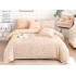 Lenjerie de Pat cu Elastic, Model Grofat, Bumbac cu In, Pat 2 Persoane, 6 Piese, Bej, LSB-043