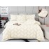 Lenjerie de Pat cu Elastic, Model Grofat, Bumbac cu In, Pat 2 Persoane, 6 Piese, Crem, LSB-048