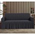 Husa elastica pentru canapea 3 locuri, model Jacquard, cu volanas, Gri inchis, HCJ-015