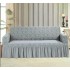 Husa elastica pentru canapea 3 locuri, model Jacquard, cu volanas, Gri deschis, HCJ-016