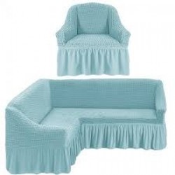 Husa Elastica si Creponata cu Volan pentru Coltar plus Fotoliu, Blue, HCCV-013