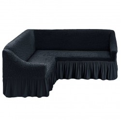 Husa Elastica si Creponata cu Volan pentru Coltar, Negru, HCCV-017